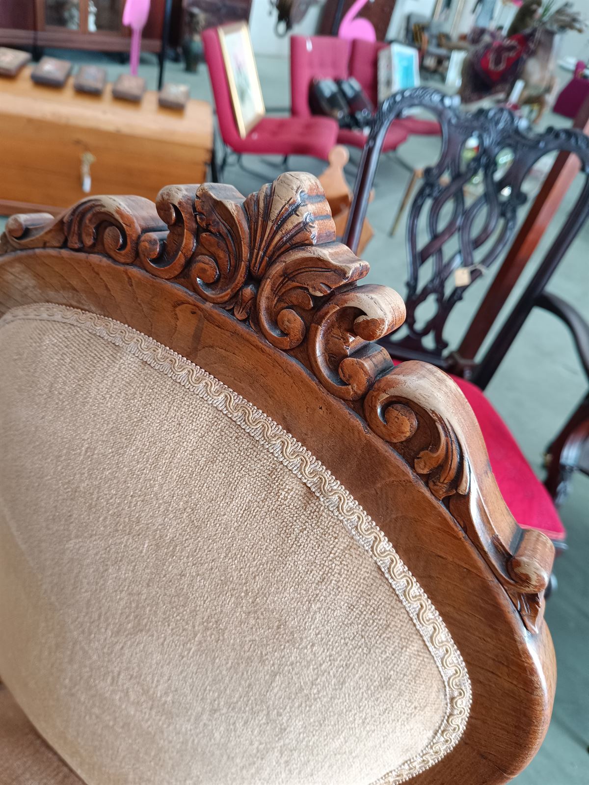 Silla butaca en madera de castaño - Imagen 3
