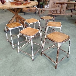 Taburete industrial hierro y madera - Imagen 1