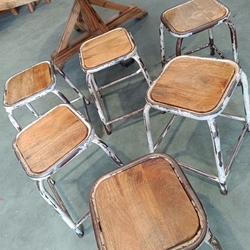 Taburete industrial hierro y madera - Imagen 2