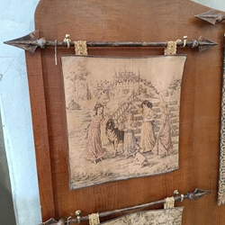 Tapiz antiguo Niñas con Perros - Imagen 1