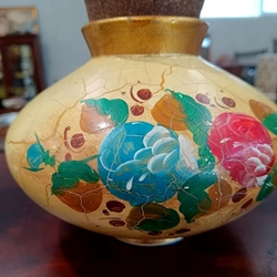 Vasija antigua pintura floral - Imagen 2